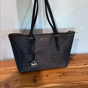 Michael Kors Dark Brown and Black Signature Tote
